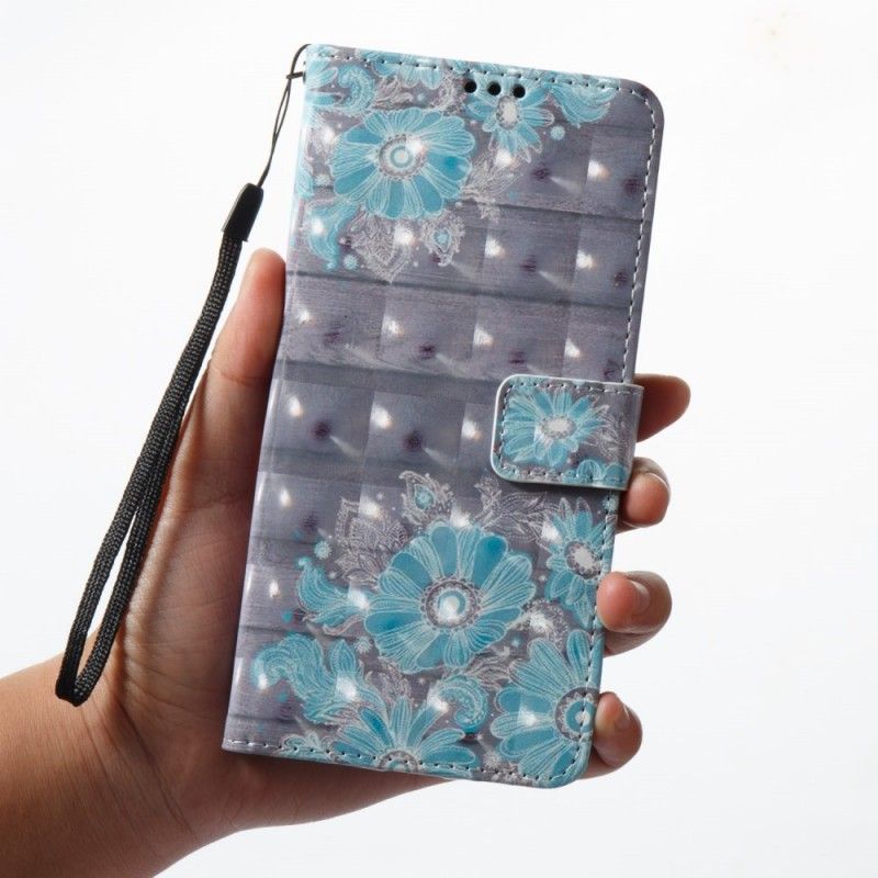 Housse Samsung Galaxy A8 2018 Fleurs Bleues 3d
