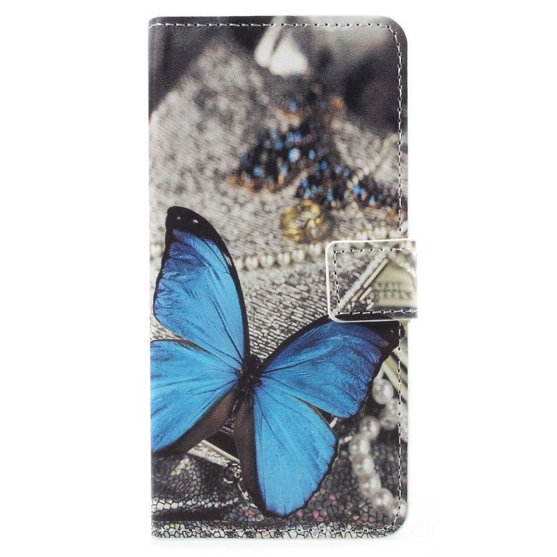 Housse Samsung Galaxy A8 2018 Papillon Bleu