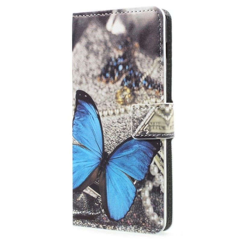 Housse Samsung Galaxy A8 2018 Papillon Bleu