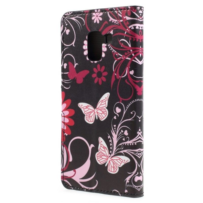 Housse Samsung Galaxy A8 2018 Papillons Et Fleurs