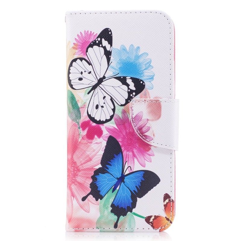 Housse Samsung Galaxy A8 2018 Papillons Et Fleurs Peints