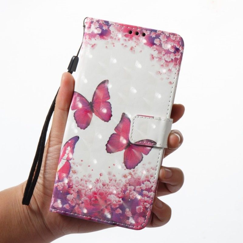 Housse Samsung Galaxy A8 2018 Papillons Rouges 3d