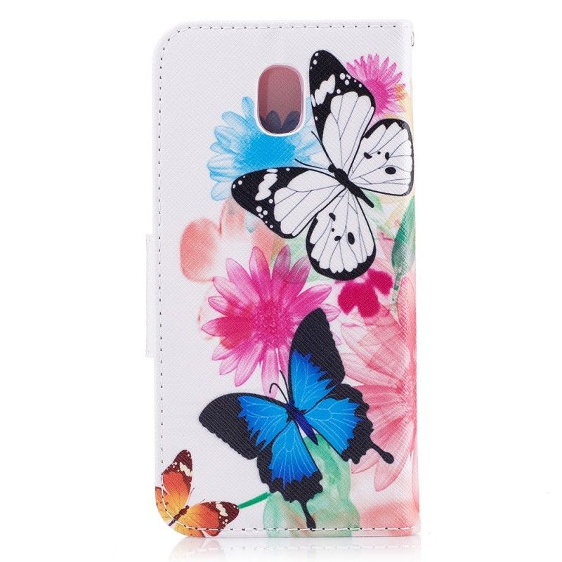 Housse Samsung Galaxy J3 2017 Papillons Et Fleurs Peints