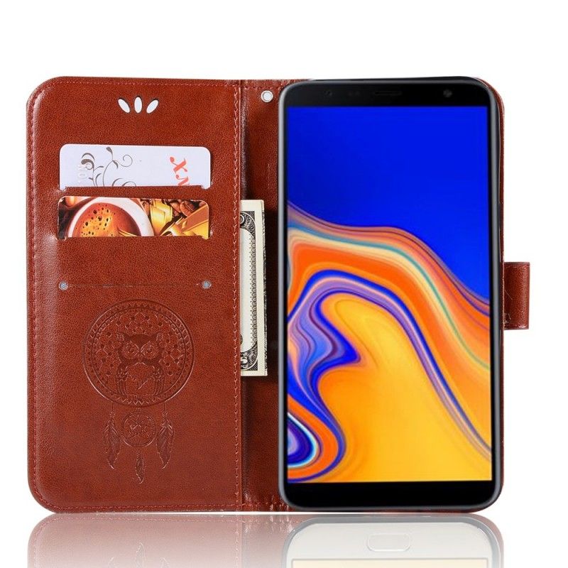 Housse Samsung Galaxy J4 Plus Effet Cuir Attrape Rêves Hibou