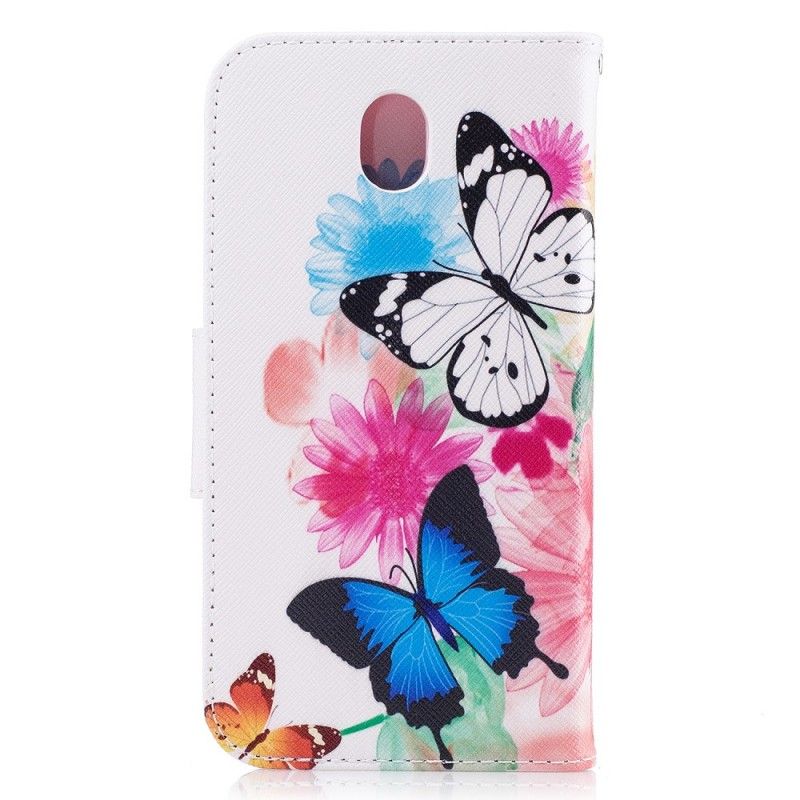 Housse Samsung Galaxy J5 2017 Papillons Et Fleurs Peints