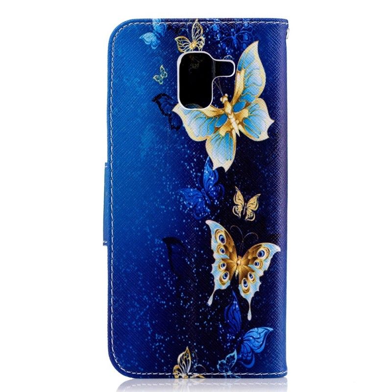 Housse Samsung Galaxy J6 Papillons Dorés