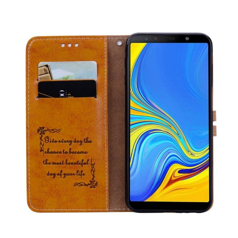 Housse Samsung Galaxy J6 Plus Effet Cuir Vintage À Lanière