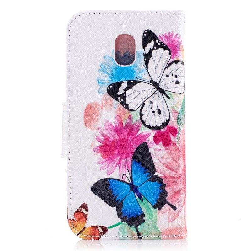 Housse Samsung Galaxy J7 2017 Papillons Et Fleurs Peints
