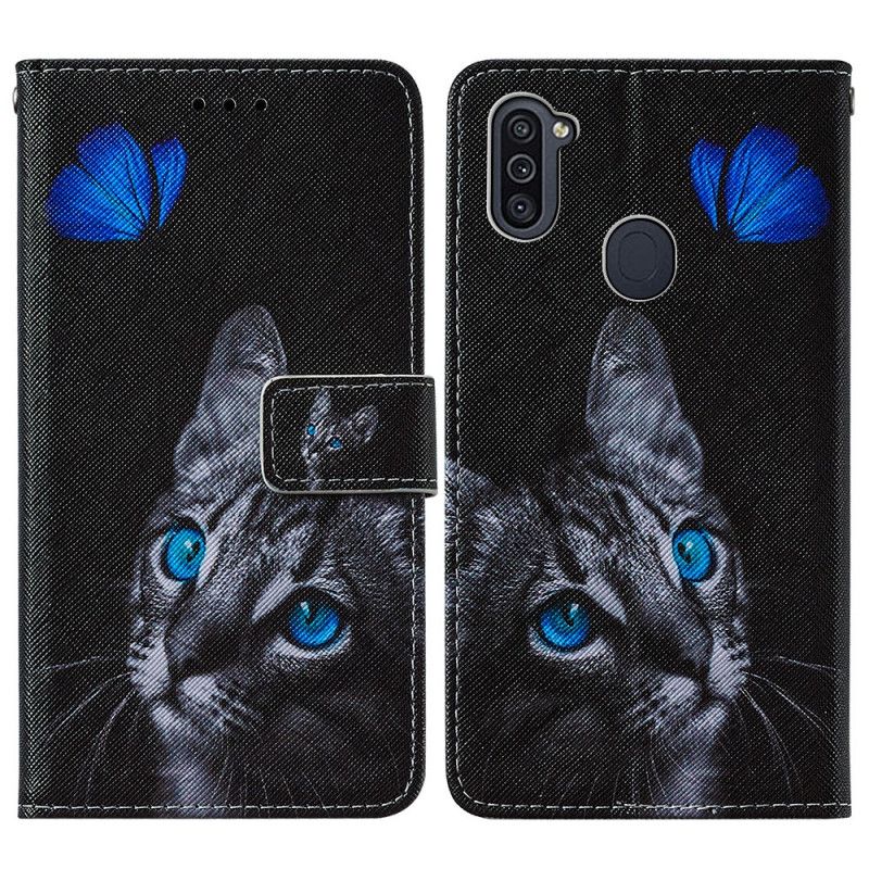 Housse Samsung Galaxy M11 Chat Et Papillon Bleu