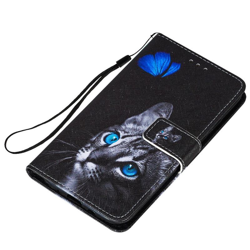 Housse Samsung Galaxy M11 Chat Et Papillon Bleu