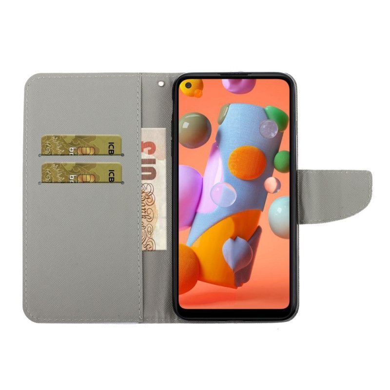 Housse Samsung Galaxy M11 Famille De Hiboux Avec Lanière