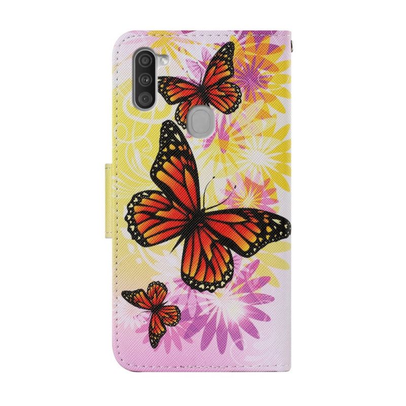 Housse Samsung Galaxy M11 Papillons Et Fleurs D'été