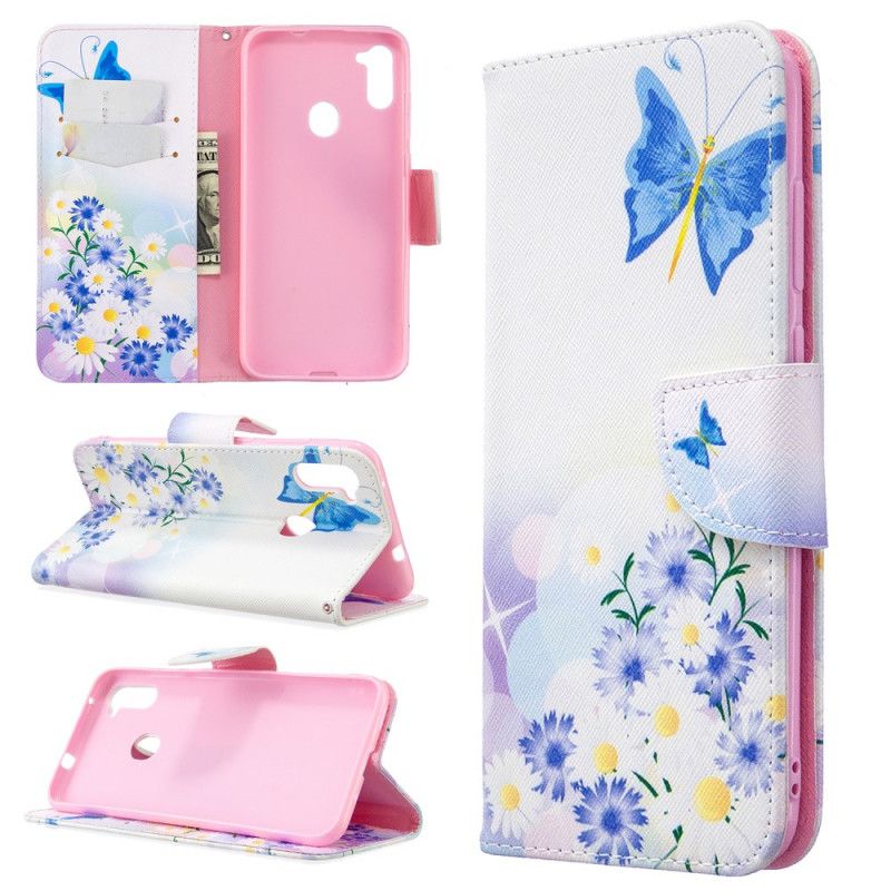 Housse Samsung Galaxy M11 Papillons Et Fleurs Peints