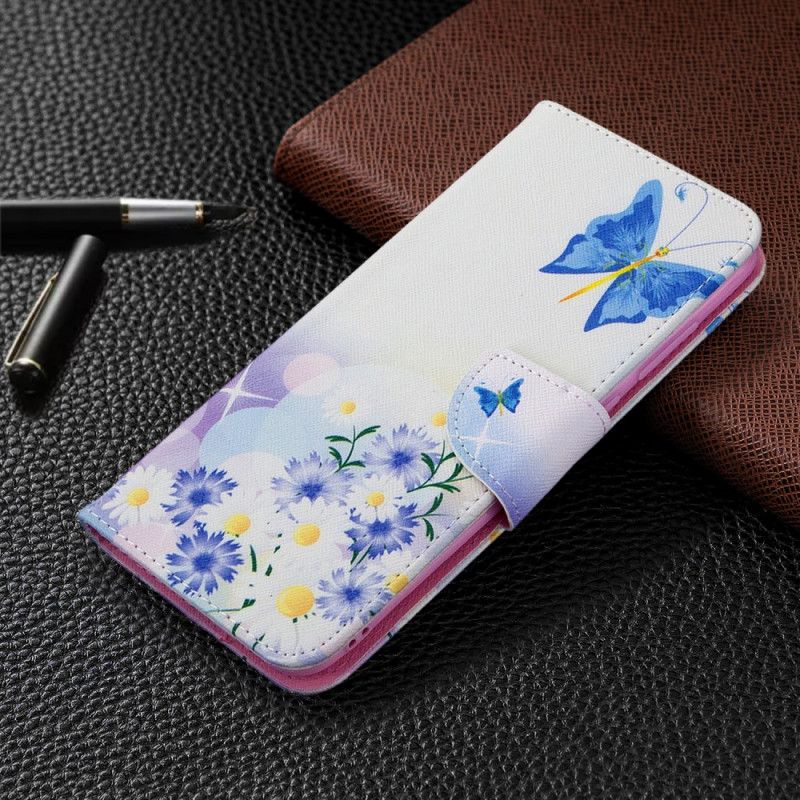 Housse Samsung Galaxy M11 Papillons Et Fleurs Peints