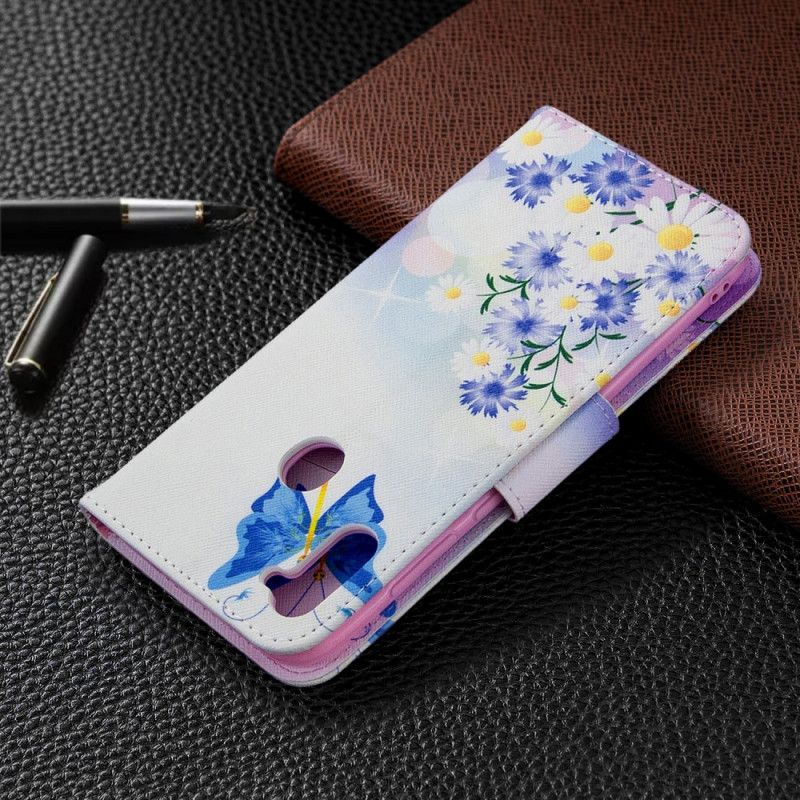 Housse Samsung Galaxy M11 Papillons Et Fleurs Peints