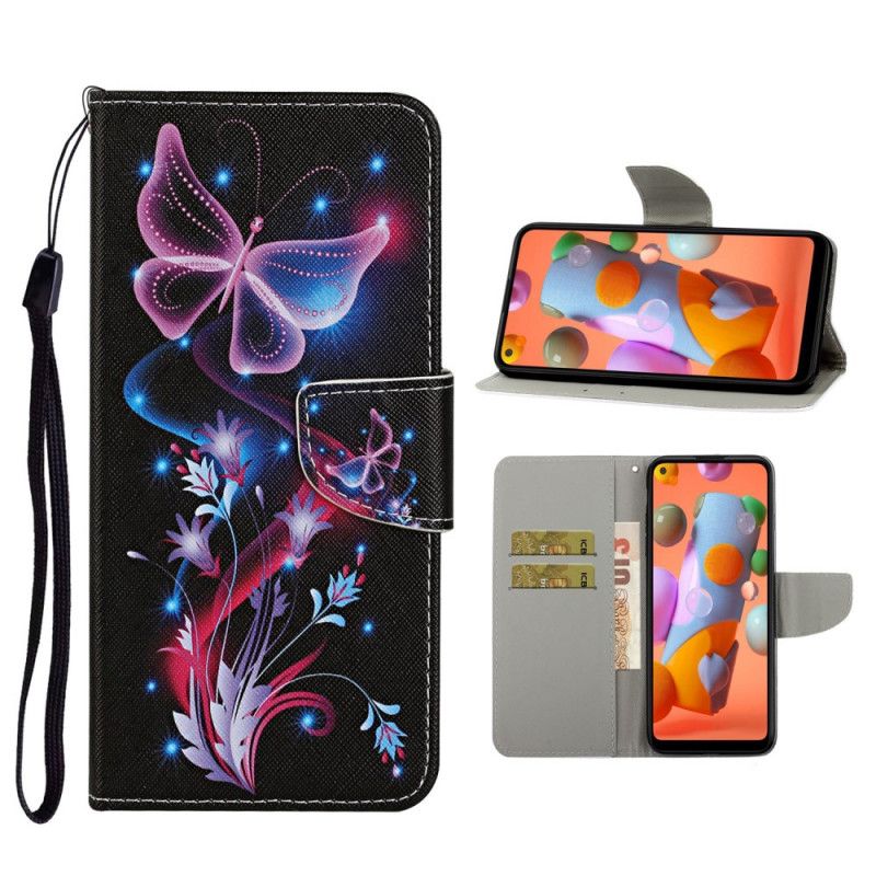 Housse Samsung Galaxy M11 Papillons Et Lanière