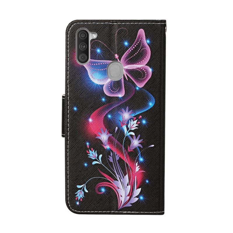 Housse Samsung Galaxy M11 Papillons Et Lanière