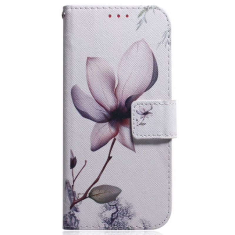 Housse Samsung Galaxy M13 Fleur Vintage à Lanière