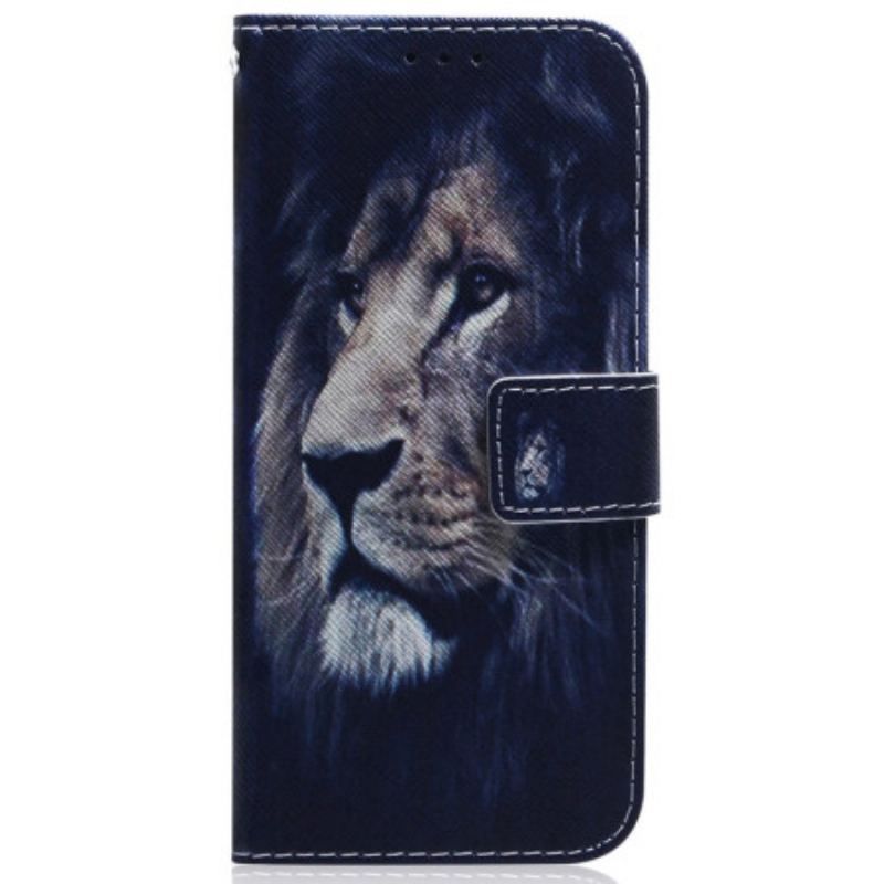 Housse Samsung Galaxy M13 Lion à Lanière