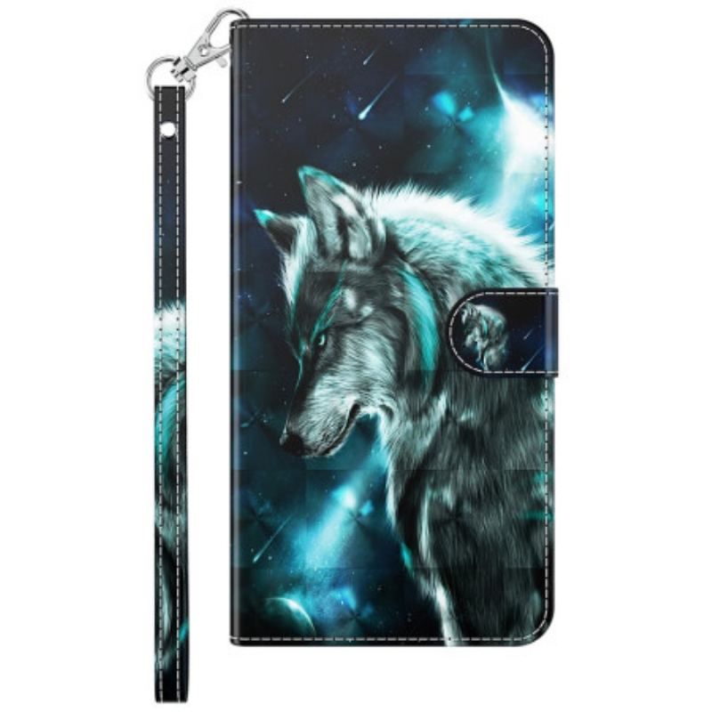 Housse Samsung Galaxy M13 Loup avec Lanière