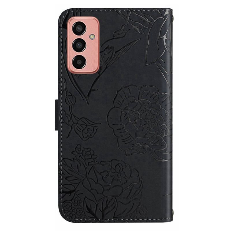 Housse Samsung Galaxy M13 Papillon Breloque et Bandoulière