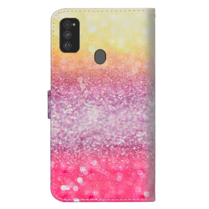 Housse Samsung Galaxy M21 Dégradé Paillettes Magentas