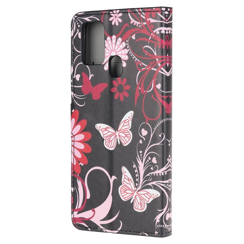 Housse Samsung Galaxy M21 Papillons Et Fleurs