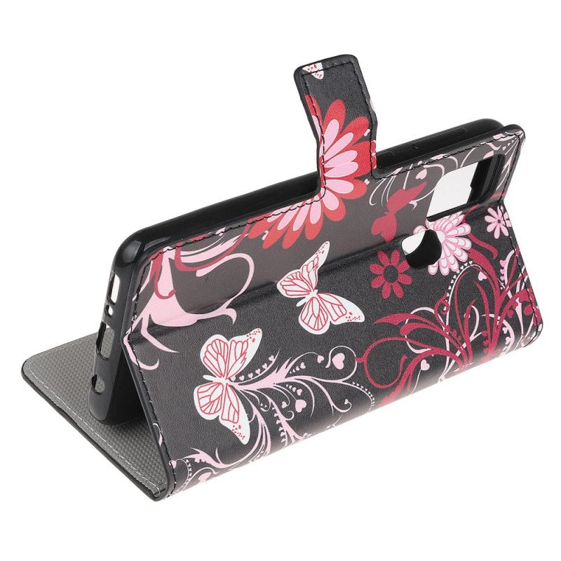 Housse Samsung Galaxy M21 Papillons Et Fleurs