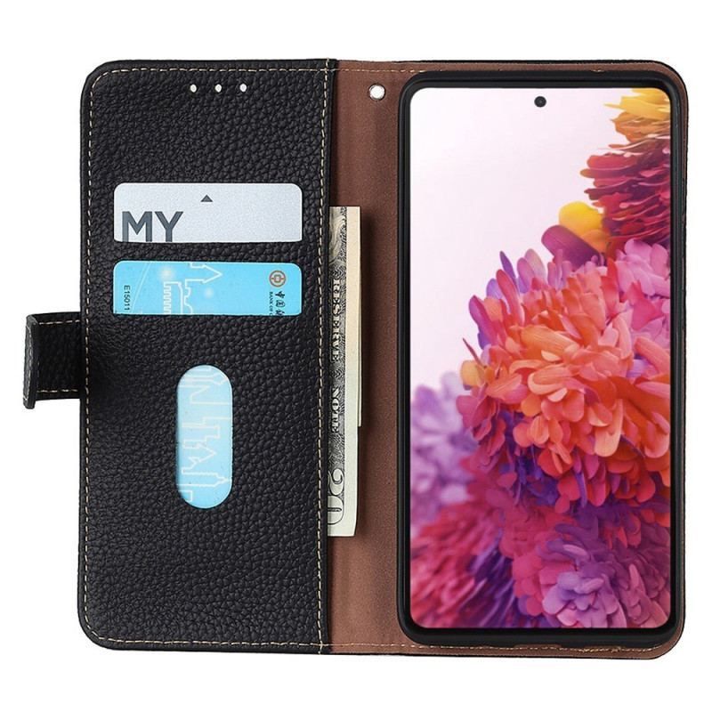 Housse Samsung Galaxy M23 5G Cuir Litchi Véritable KHAZNEH