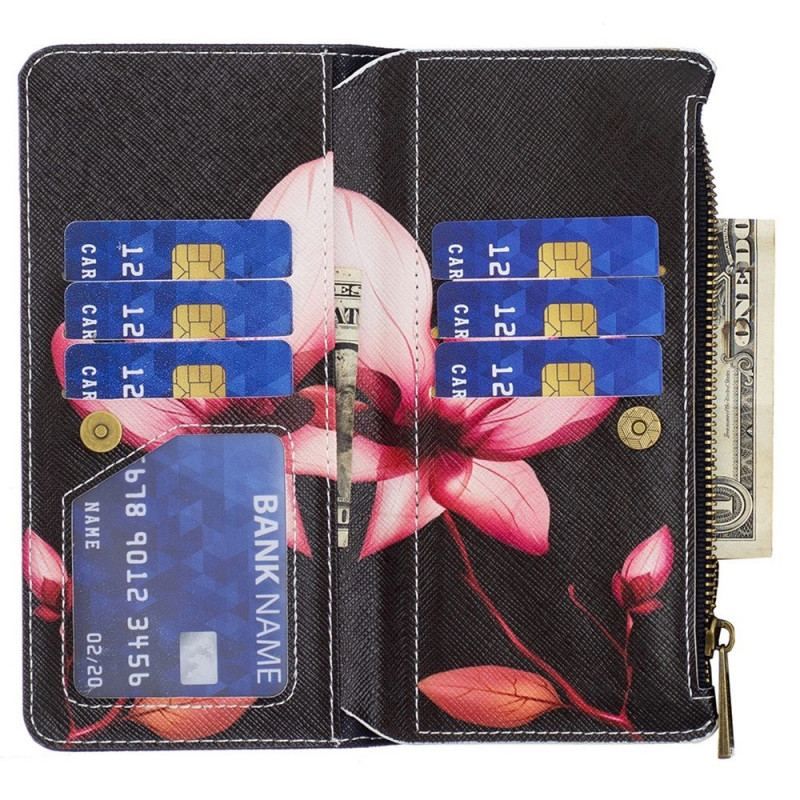 Housse Samsung Galaxy M23 5G Porte-Monnaie et Lanière Fleur