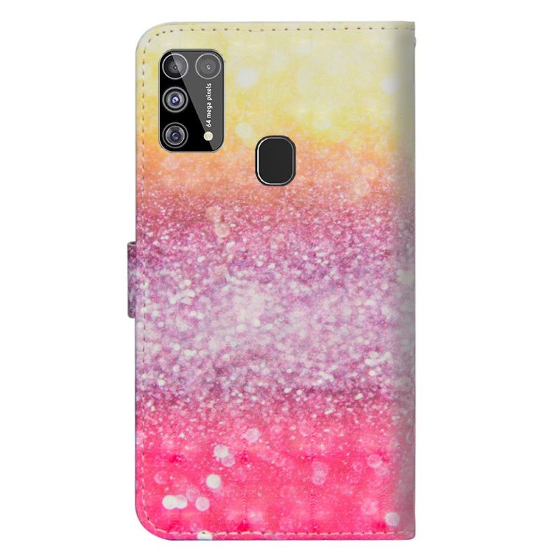 Housse Samsung Galaxy M31 Dégradé Paillettes Magentas