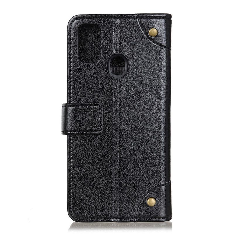 Housse Samsung Galaxy M31 Style Cuir Nappa Rivets Vintage