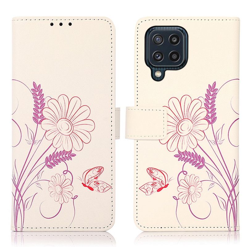 Housse Samsung Galaxy M32 Dessin Papillons Et Fleurs