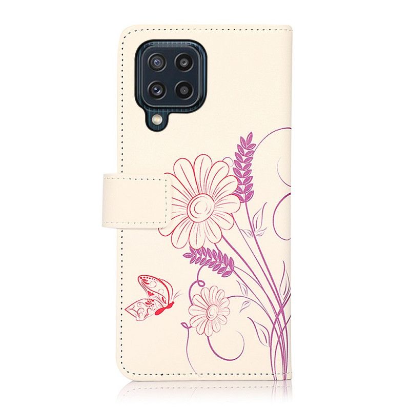 Housse Samsung Galaxy M32 Dessin Papillons Et Fleurs