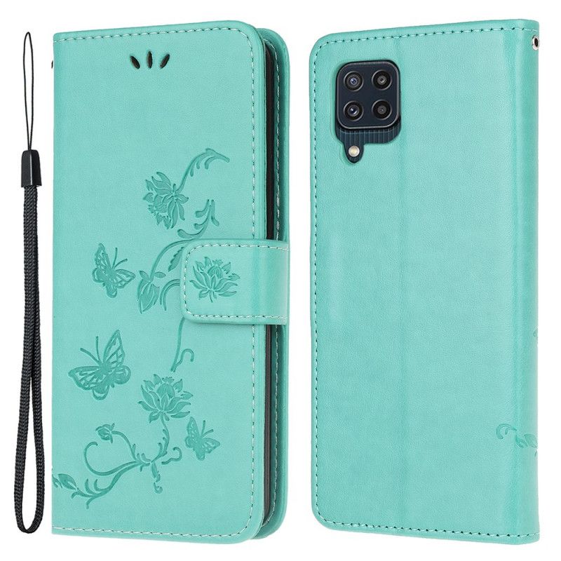 Housse Samsung Galaxy M32 Fleurs À Lanière