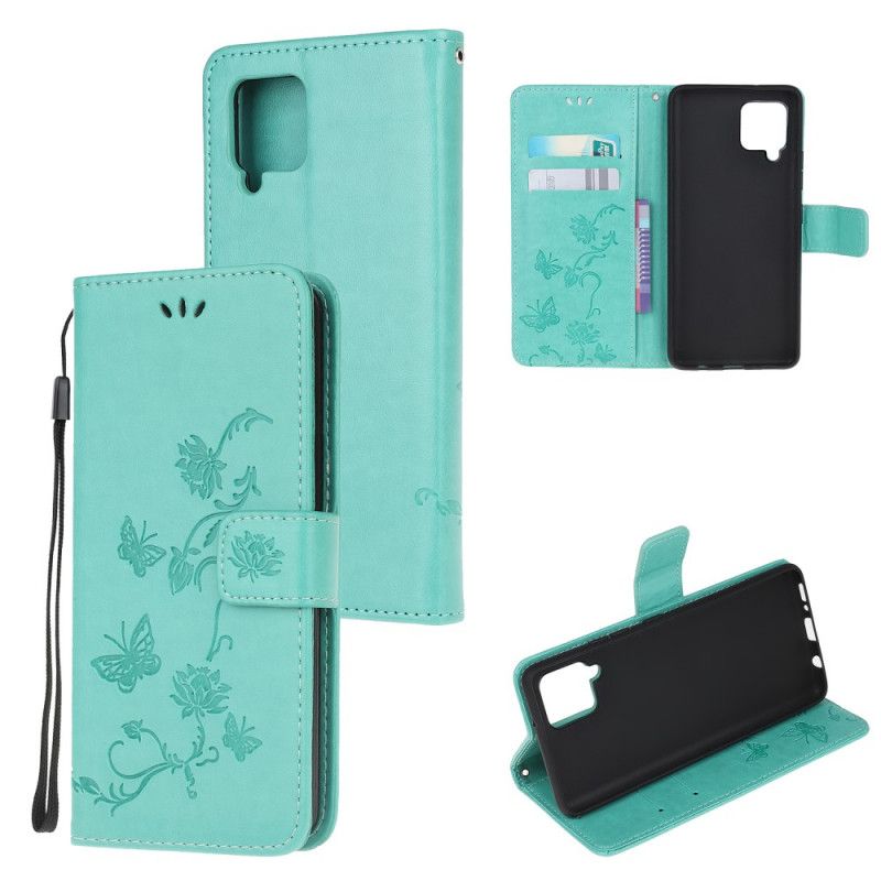 Housse Samsung Galaxy M32 Fleurs À Lanière