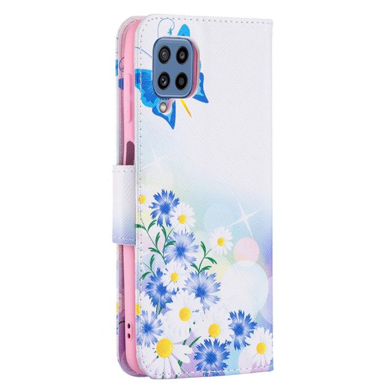 Housse Samsung Galaxy M32 Papillons Et Fleurs Peints