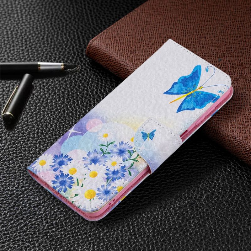 Housse Samsung Galaxy M32 Papillons Et Fleurs Peints