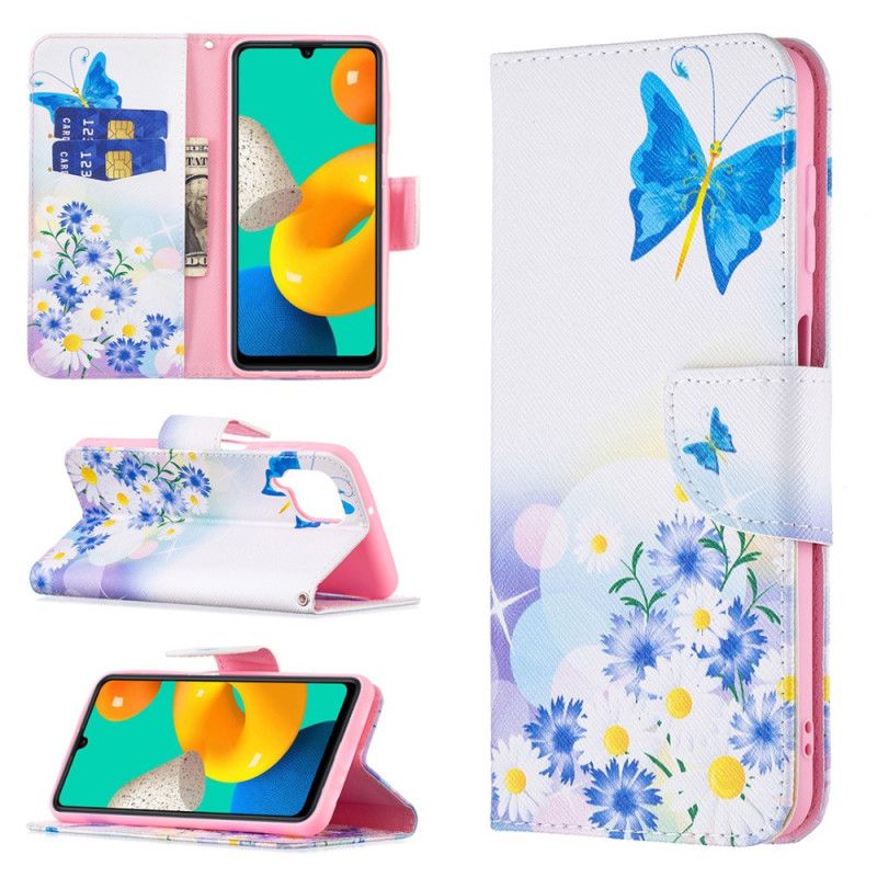 Housse Samsung Galaxy M32 Papillons Et Fleurs Peints