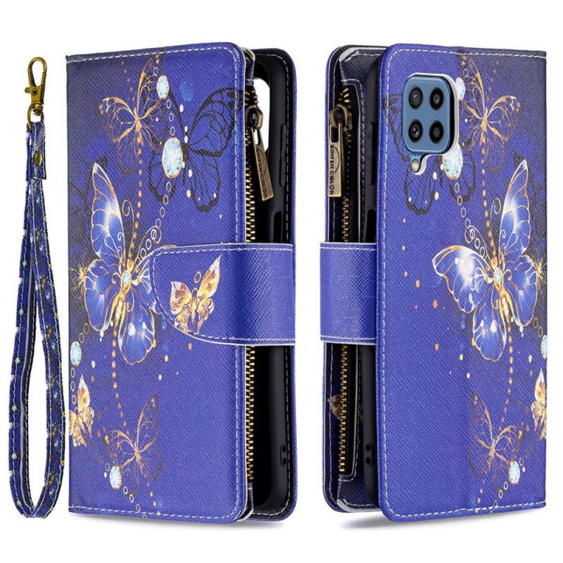 Housse Samsung Galaxy M32 Poche Zippée Papillons