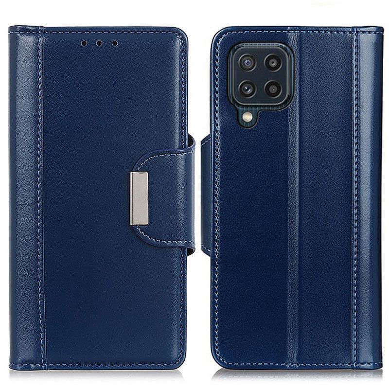 Housse Samsung Galaxy M32 Simili Cuir Fermoir Argenté