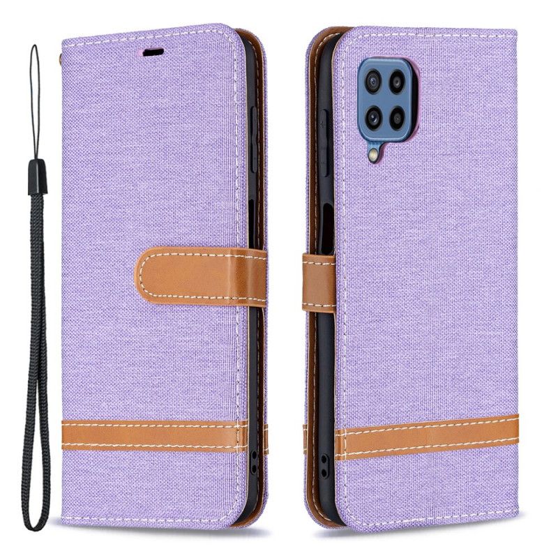 Housse Samsung Galaxy M32 Tissu Et Effet Cuir À Lanière