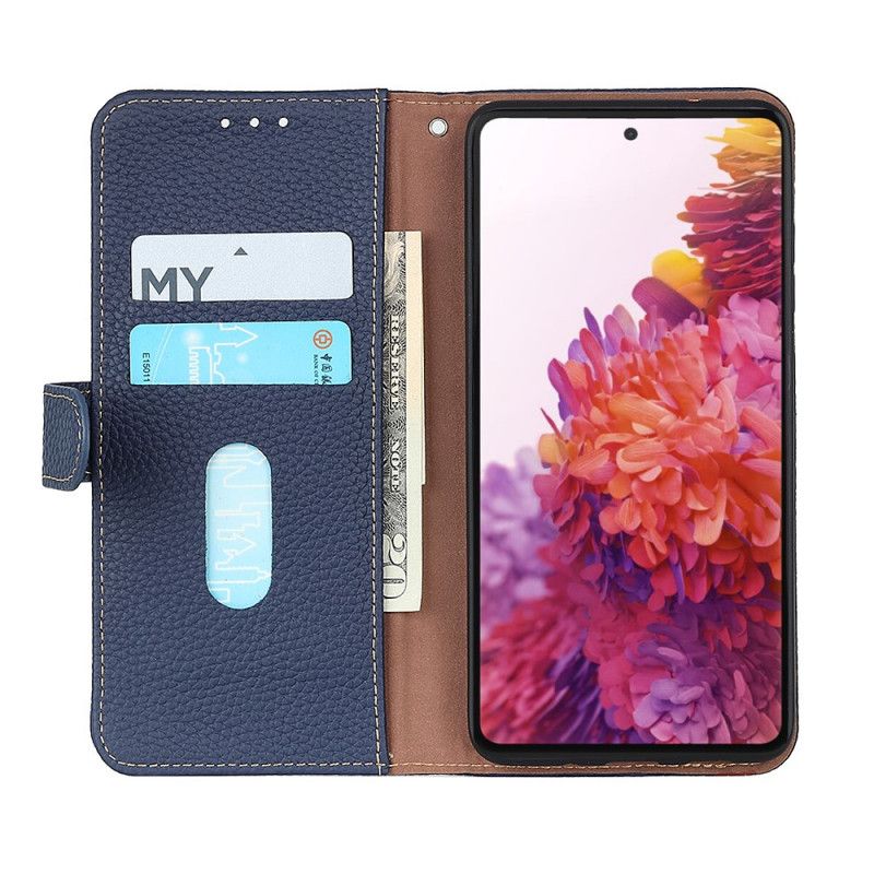 Housse Samsung Galaxy M32 Véritable Cuir Litchi Khazneh Rfid