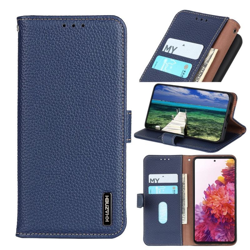 Housse Samsung Galaxy M32 Véritable Cuir Litchi Khazneh Rfid