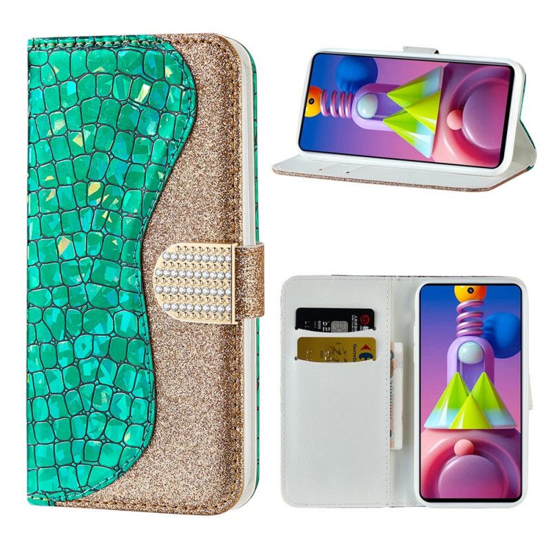 Housse Samsung Galaxy M51 Croco Diamants