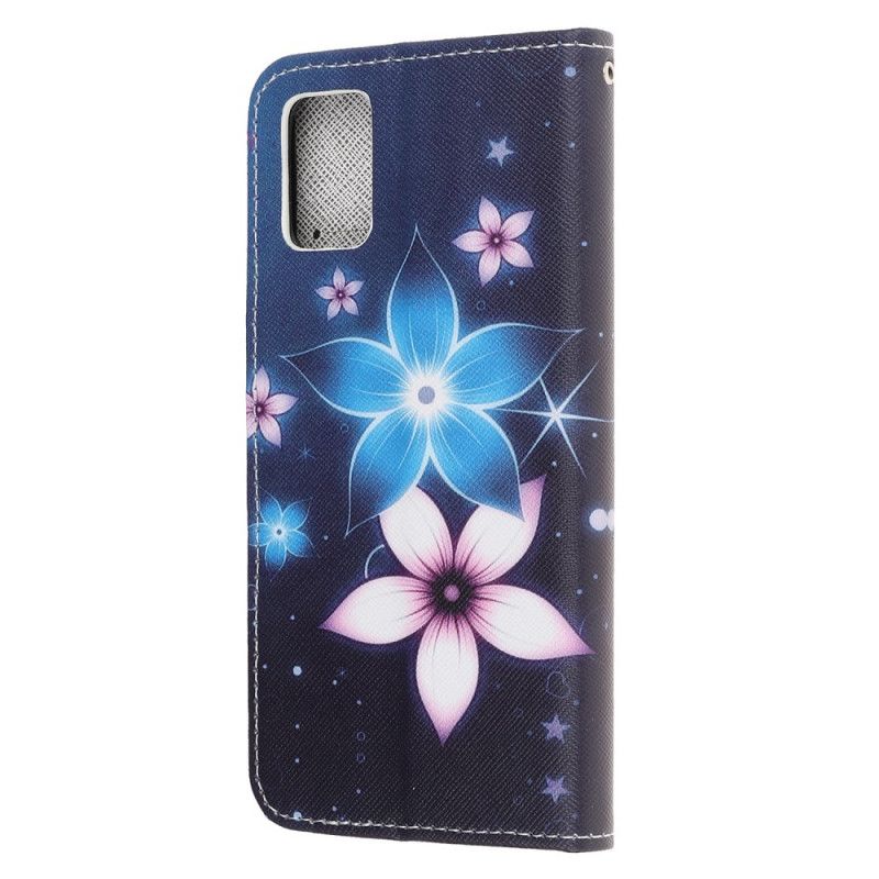 Housse Samsung Galaxy M51 Fleurs Lunaires À Lanière