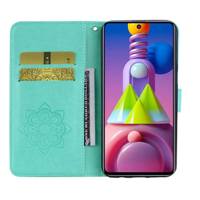 Housse Samsung Galaxy M51 Hibou Mandala Et Lanière