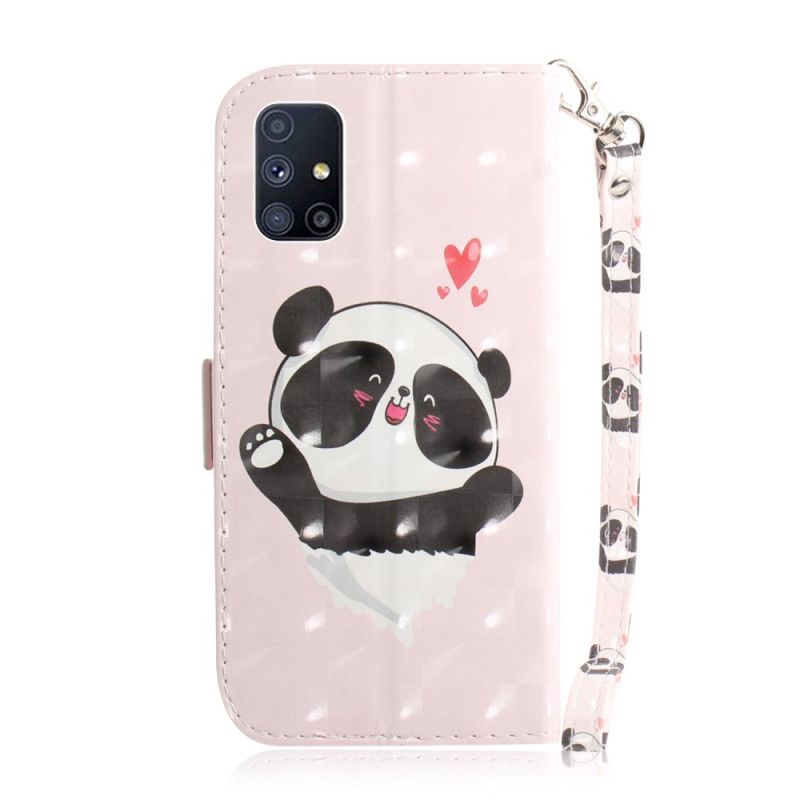 Housse Samsung Galaxy M51 Panda Love À Lanière