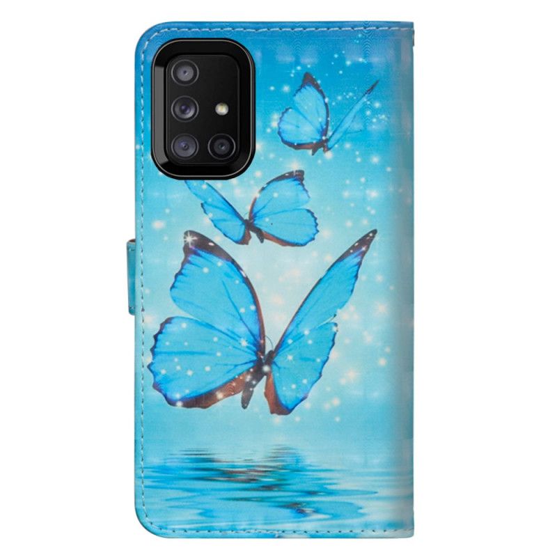 Housse Samsung Galaxy M51 Papillons Bleus Volants