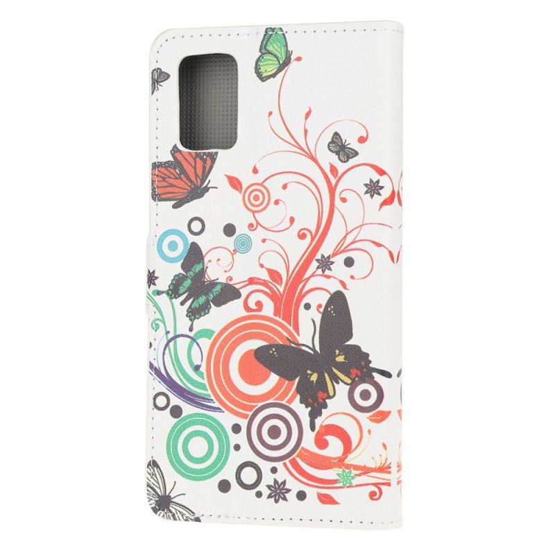 Étui Housse Samsung Galaxy M51 Papillons Et Fleurs
